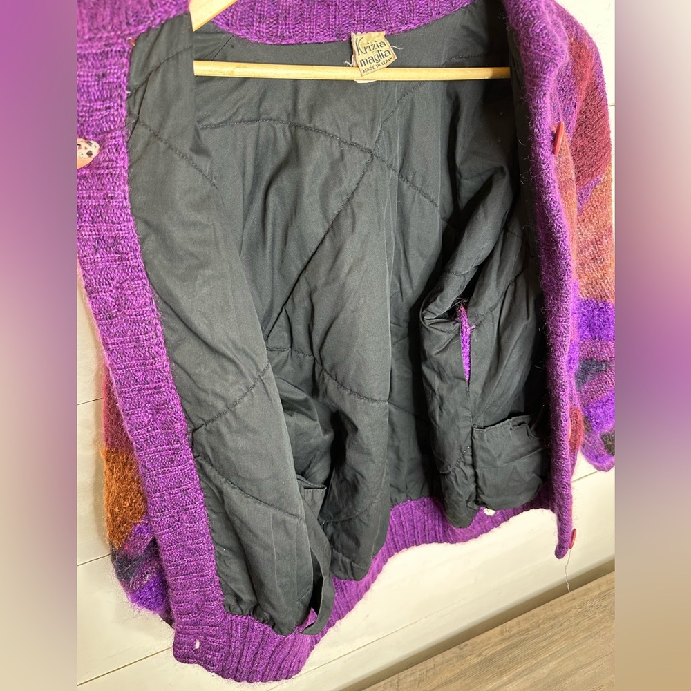 Vintage Krizia Maglia Abstract Mohair Wool Cardigan Made in Italy (Size 38) S/M - Picture 6 of 8
